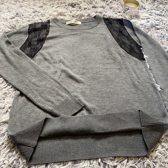 ANNETTE Gray and Black Lace Long Sleeve Sweater Size Large - Picture 6 of 12